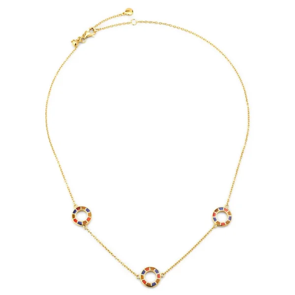Dash Circle Triple Station Gold Vermeil Sterling Necklace