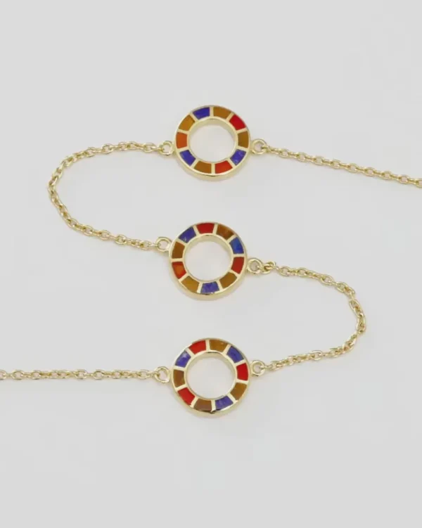 Dash Circle Triple Station Gold Vermeil Sterling Necklace