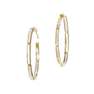 Dash Gemstone Dual Inlay Gold Vermeil Sterling Hoop Earrings