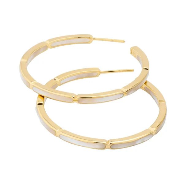 Dash Gemstone Dual Inlay Gold Vermeil Sterling Hoop Earrings