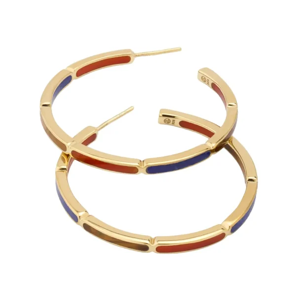 Dash Gemstone Dual Inlay Gold Vermeil Sterling Hoop Earrings