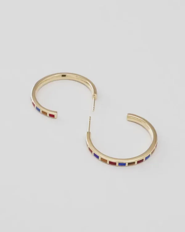 Dash Gemstone Dual Inlay Gold Vermeil Sterling Hoop Earrings