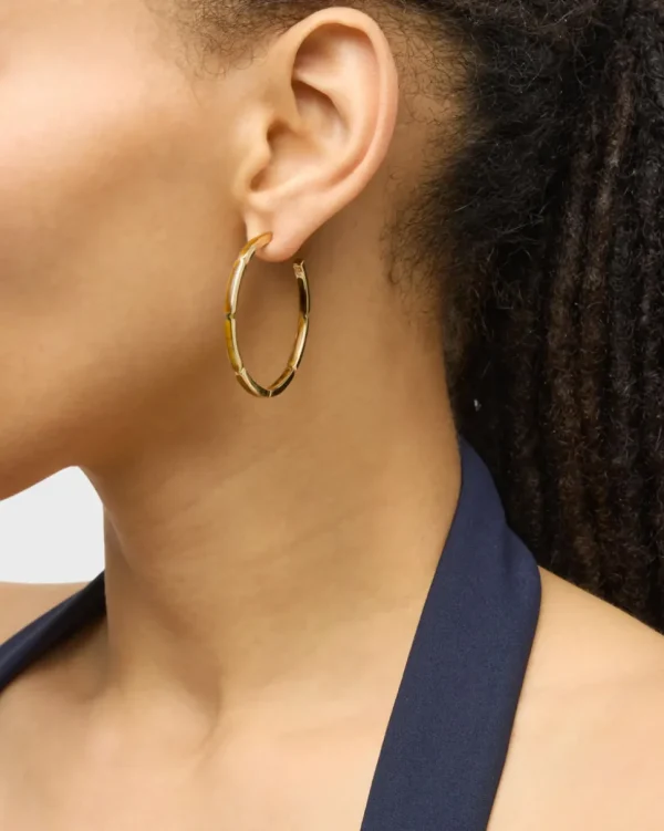 Dash Gemstone Dual Inlay Gold Vermeil Sterling Hoop Earrings