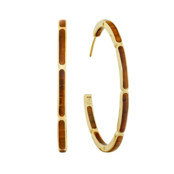 Dash Gemstone Dual Inlay Gold Vermeil Sterling Hoop Earrings