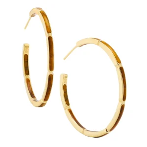 Dash Gemstone Dual Inlay Gold Vermeil Sterling Hoop Earrings