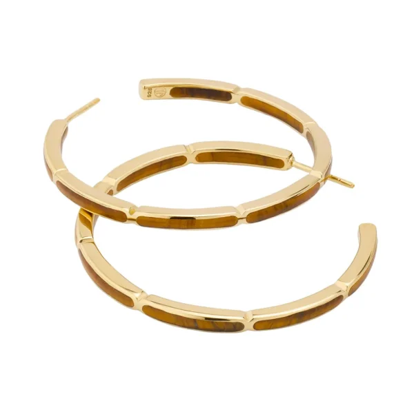Dash Gemstone Dual Inlay Gold Vermeil Sterling Hoop Earrings