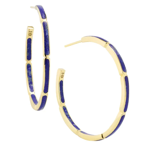Dash Gemstone Dual Inlay Gold Vermeil Sterling Hoop Earrings