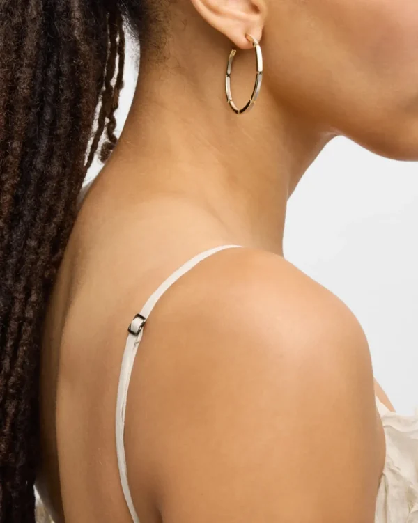 Dash Gemstone Dual Inlay Gold Vermeil Sterling Hoop Earrings