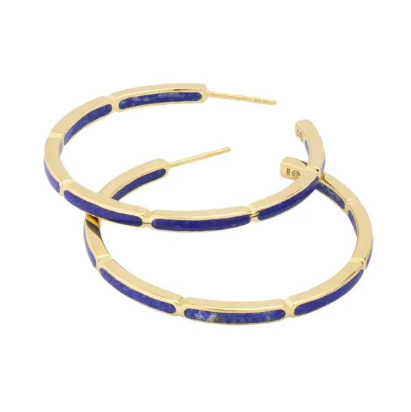 Dash Gemstone Dual Inlay Gold Vermeil Sterling Hoop Earrings