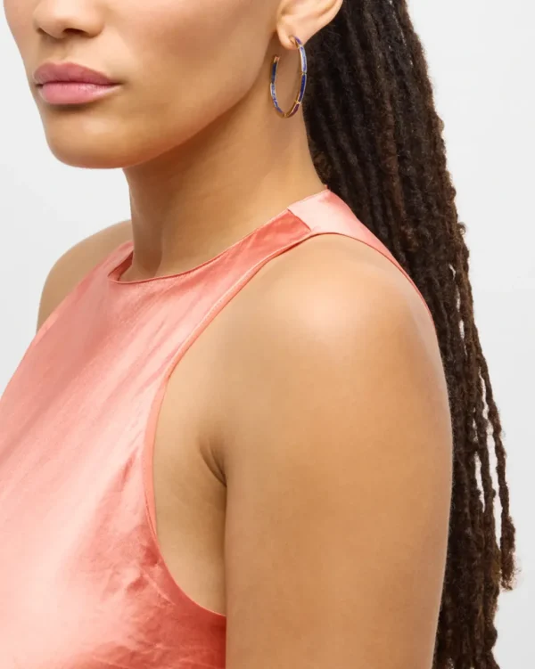 Dash Gemstone Dual Inlay Gold Vermeil Sterling Hoop Earrings