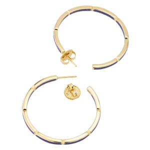 Dash Gemstone Dual Inlay Gold Vermeil Sterling Hoop Earrings