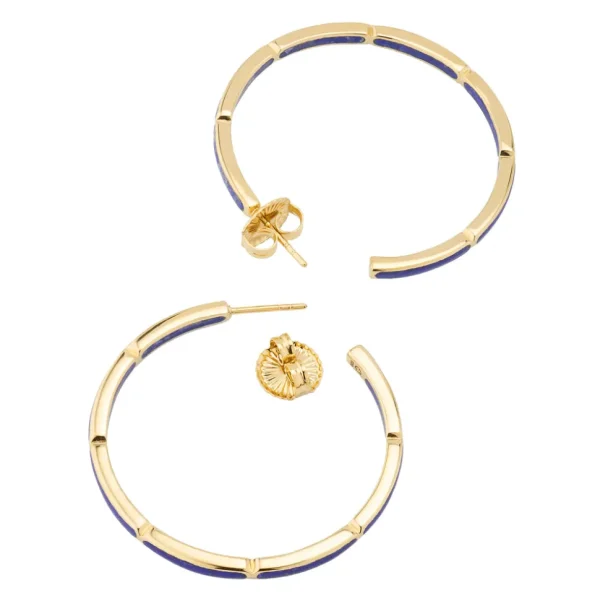 Dash Gemstone Dual Inlay Gold Vermeil Sterling Hoop Earrings