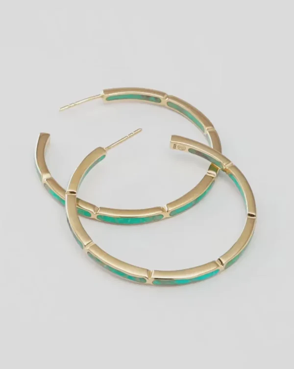 Dash Gemstone Dual Inlay Gold Vermeil Sterling Hoop Earrings