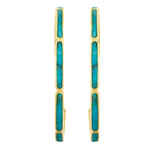 Dash Gemstone Dual Inlay Gold Vermeil Sterling Hoop Earrings