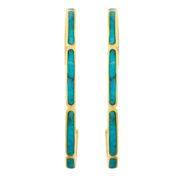 Dash Gemstone Dual Inlay Gold Vermeil Sterling Hoop Earrings
