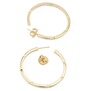 Dash Gemstone Dual Inlay Gold Vermeil Sterling Hoop Earrings
