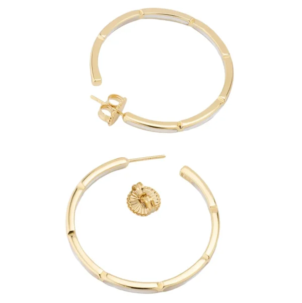 Dash Gemstone Dual Inlay Gold Vermeil Sterling Hoop Earrings