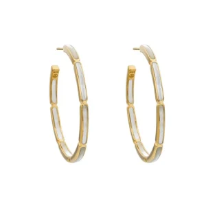 Dash Gemstone Dual Inlay Gold Vermeil Sterling Hoop Earrings