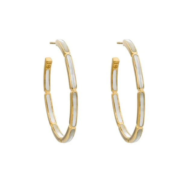 Dash Gemstone Dual Inlay Gold Vermeil Sterling Hoop Earrings