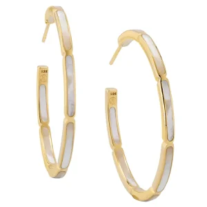 Dash Gemstone Dual Inlay Gold Vermeil Sterling Hoop Earrings