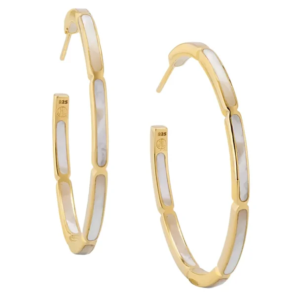 Dash Gemstone Dual Inlay Gold Vermeil Sterling Hoop Earrings