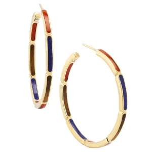 Dash Gemstone Dual Inlay Gold Vermeil Sterling Hoop Earrings