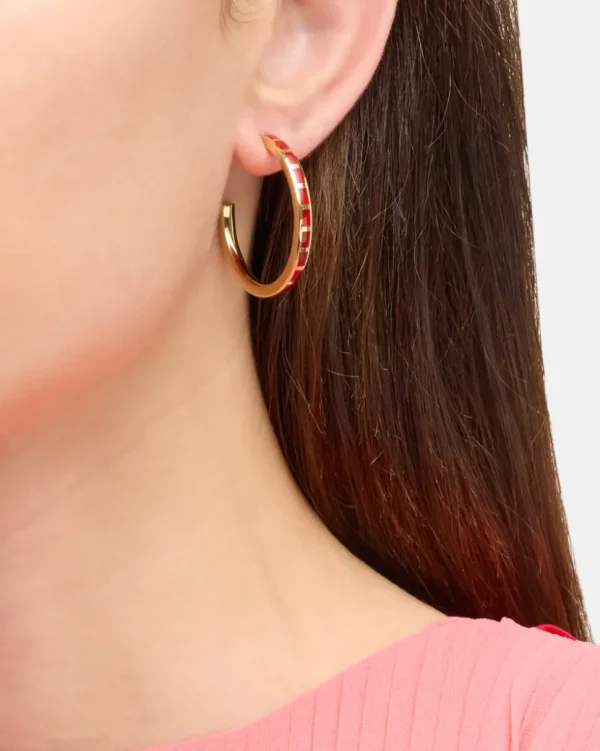 Dash Gemstone Gold Vermeil Sterling Hoop Earrings