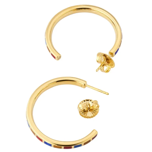 Dash Gemstone Gold Vermeil Sterling Hoop Earrings
