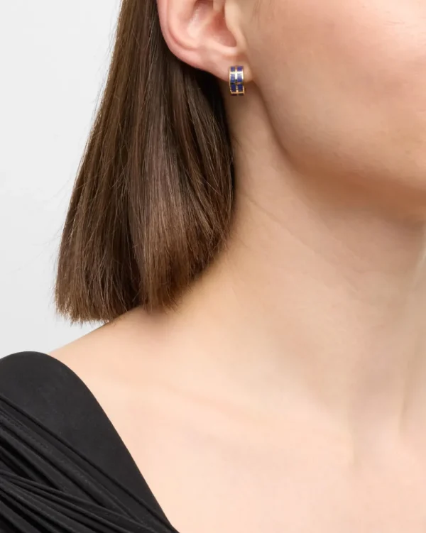 Dash Gemstone Gold Vermeil Sterling Hoop Earrings