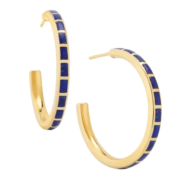 Dash Gemstone Gold Vermeil Sterling Hoop Earrings