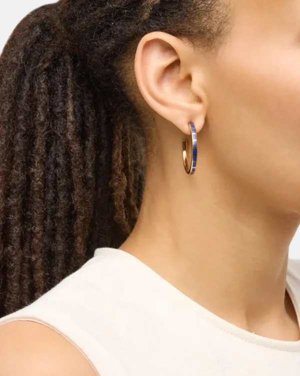 Dash Gemstone Gold Vermeil Sterling Hoop Earrings
