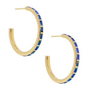 Dash Gemstone Gold Vermeil Sterling Hoop Earrings