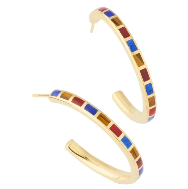Dash Gemstone Gold Vermeil Sterling Hoop Earrings