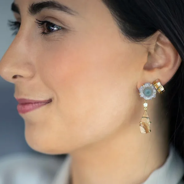 Dash Gemstone Gold Vermeil Sterling Hoop Earrings