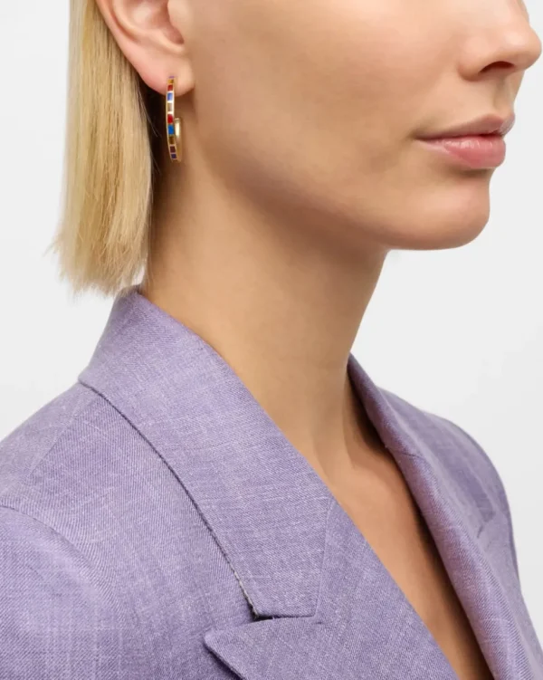 Dash Gemstone Gold Vermeil Sterling Hoop Earrings