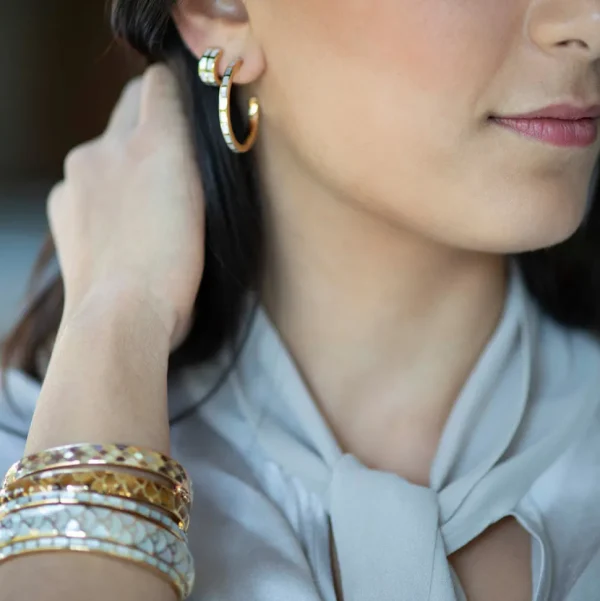 Dash Gemstone Gold Vermeil Sterling Hoop Earrings