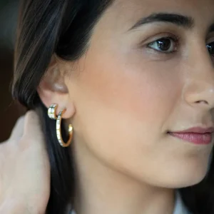 Dash Gemstone Sterling Rose Gold Vermeil Hoop Earrings