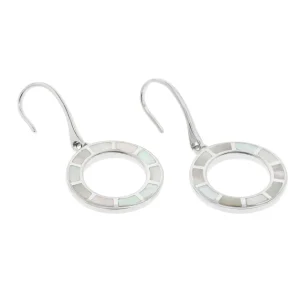 Dash Loop Circle Drop Gemstone Sterling Silver Earrings
