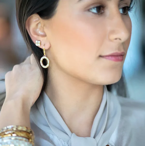 Dash Loop Circle Drop Gemstone Sterling Silver Earrings