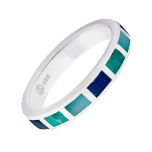 Dash Rectangle Gemstone Tonal Blue Sterling Stackable Ring