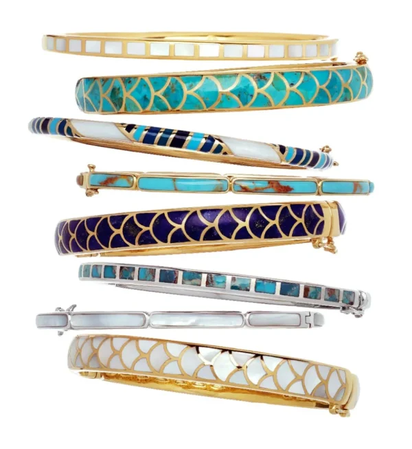 Dash Rectangle Gold Vermeil Sterling Bangle Bracelet