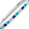 Dash Rectangle Tonal Blue Gemstone Mix Sterling Silver Bracelet