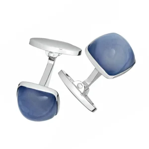 Domed Soft Square (Assorted Colors) Sterling Cufflinks