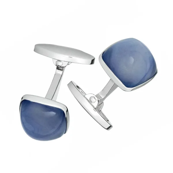 Domed Soft Square (Assorted Colors) Sterling Cufflinks