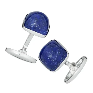Domed Soft Square (Assorted Colors) Sterling Cufflinks