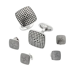 Dotted Square Sterling Cufflinks and Tuxedo Studs