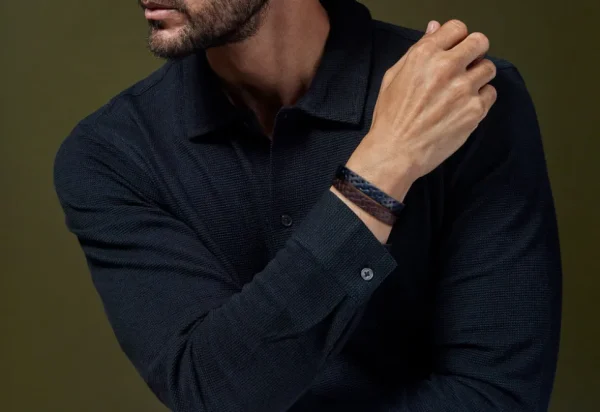 Embossed Braid Leather Bracelet