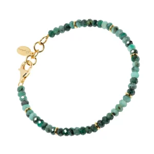 Emerald Bead Bracelet Gold