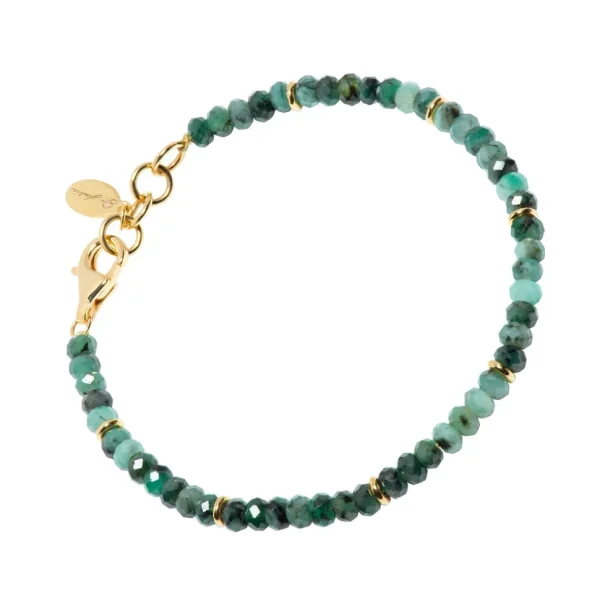 Emerald Bead Bracelet Gold