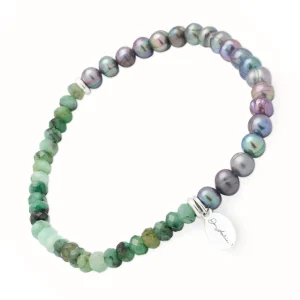 Emeralds & Freshwater Pearls Flex Beaded Bracelet